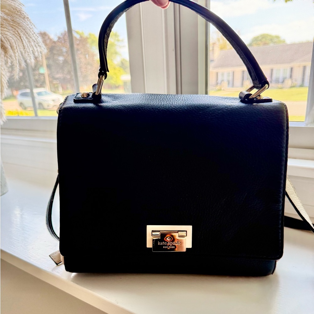 Kate Spade Magnolia Park Laurel Black Leather Handbag Satchel Purse